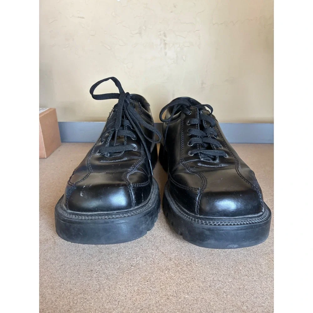 Skechers Jammers Black Leather Chunky Lug Sole Platform Oxfords SN 4411 Mens 9.5